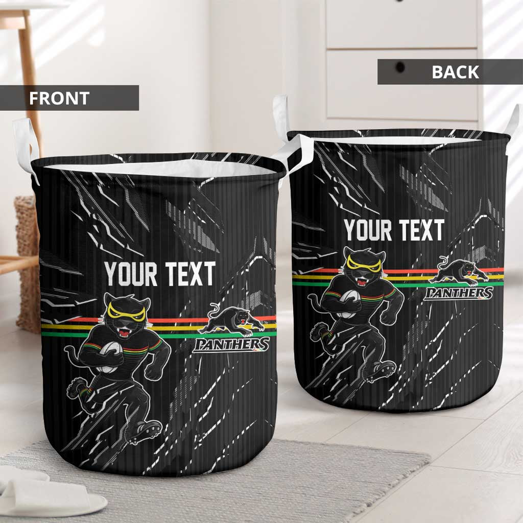 Personalized Penrith Panthers Laundry Basket Dynamic Lightning Mascot Rugby Australia