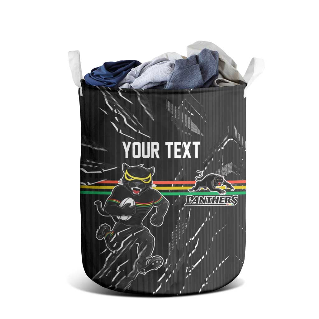 Personalized Penrith Panthers Laundry Basket Dynamic Lightning Mascot Rugby Australia