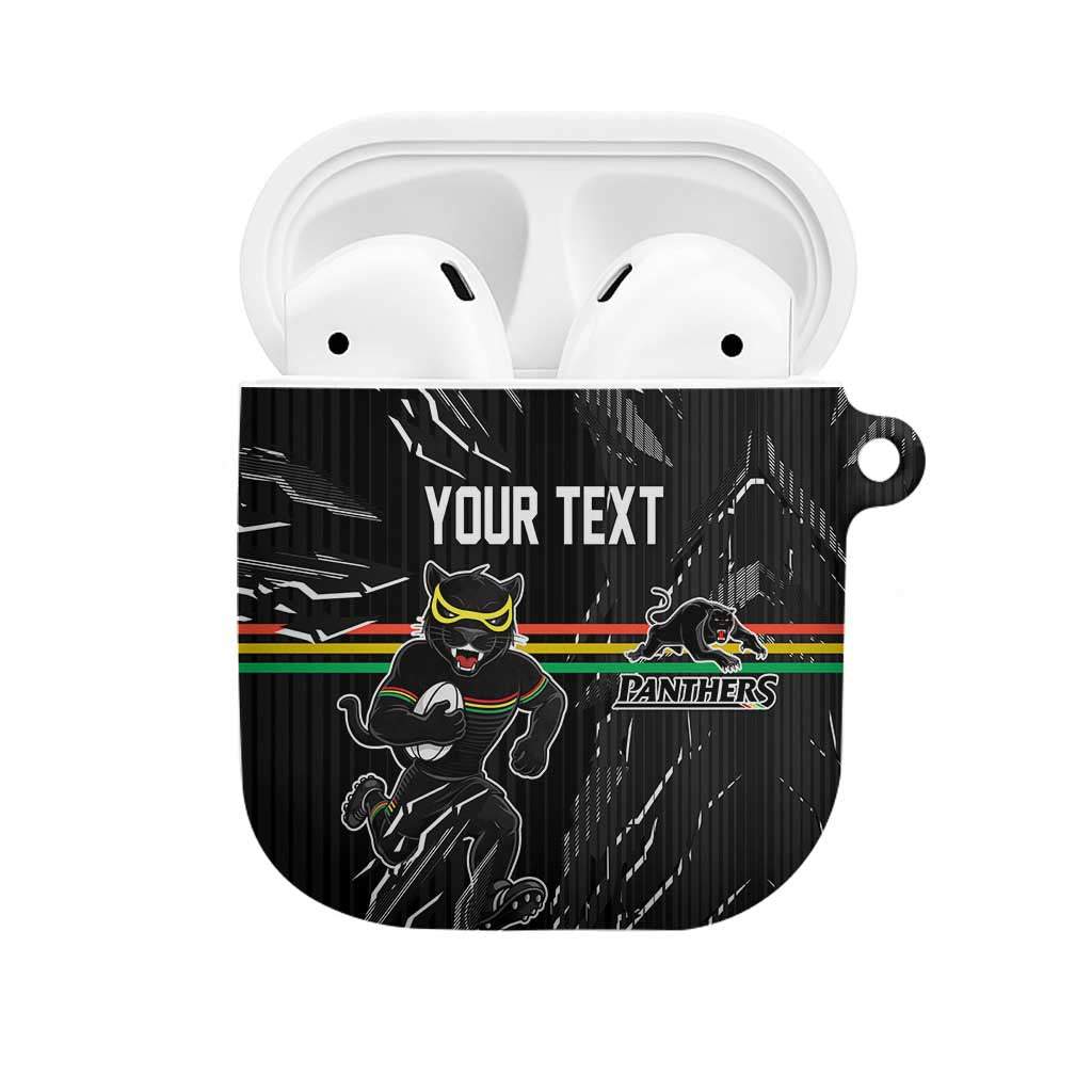 Personalized Penrith Panthers AirPods Case Dynamic Lightning Mascot Rugby Australia