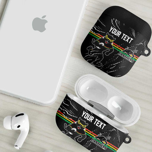 Personalized Penrith Panthers AirPods Case Dynamic Lightning Mascot Rugby Australia