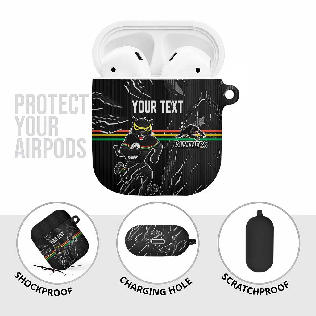 Personalized Penrith Panthers AirPods Case Dynamic Lightning Mascot Rugby Australia