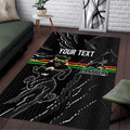 Personalized Penrith Panthers Area Rug Dynamic Lightning Mascot Rugby Australia