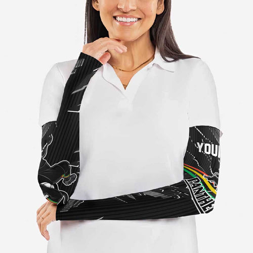 Personalized Penrith Panthers Arm Sleeves Dynamic Lightning Mascot Rugby Australia