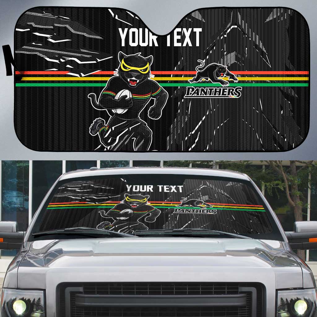 Personalized Penrith Panthers Auto Sun Shade Dynamic Lightning Mascot Rugby Australia