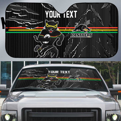 Personalized Penrith Panthers Auto Sun Shade Dynamic Lightning Mascot Rugby Australia