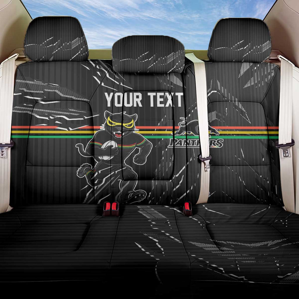 Personalized Penrith Panthers Back Car Seat Cover Dynamic Lightning Mascot Rugby Australia