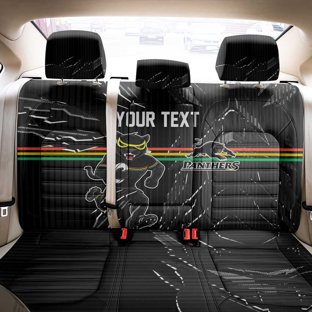 Personalized Penrith Panthers Back Car Seat Cover Dynamic Lightning Mascot Rugby Australia