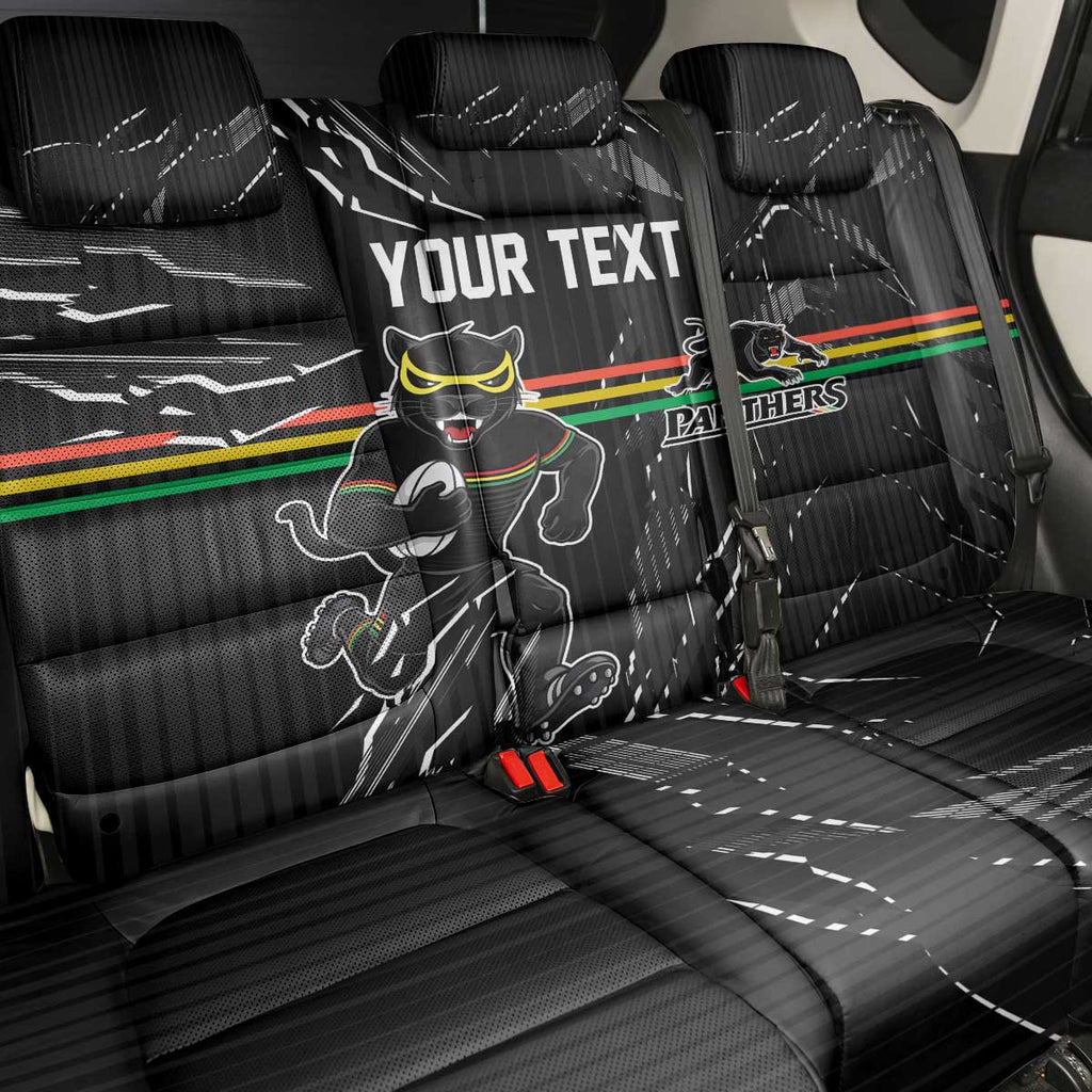 Personalized Penrith Panthers Back Car Seat Cover Dynamic Lightning Mascot Rugby Australia