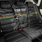 Personalized Penrith Panthers Back Car Seat Cover Dynamic Lightning Mascot Rugby Australia