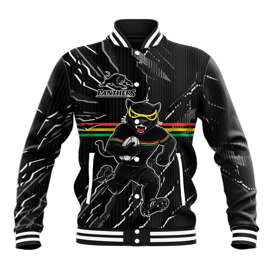 Personalized Penrith Panthers Baseball Jacket Dynamic Lightning Mascot Rugby Australia