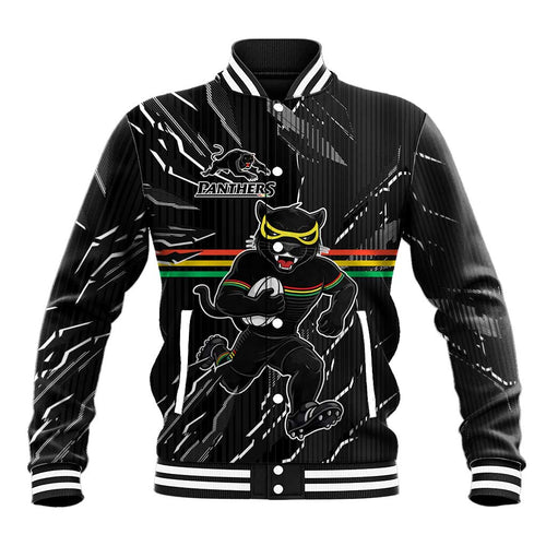 Personalized Penrith Panthers Baseball Jacket Dynamic Lightning Mascot Rugby Australia