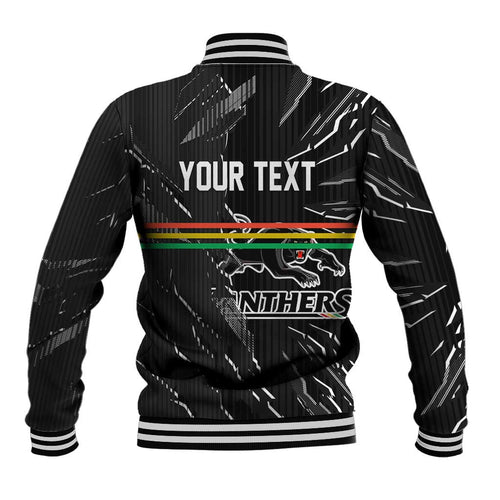 Personalized Penrith Panthers Baseball Jacket Dynamic Lightning Mascot Rugby Australia