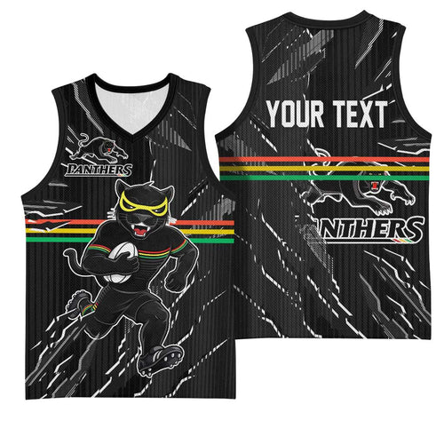 Personalized Penrith Panthers Basketball Jersey Dynamic Lightning Mascot Rugby Australia
