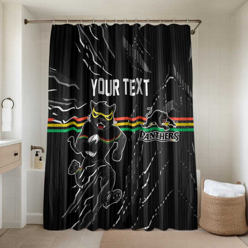 Personalized Penrith Panthers Bathroom Set Dynamic Lightning Mascot Rugby Australia