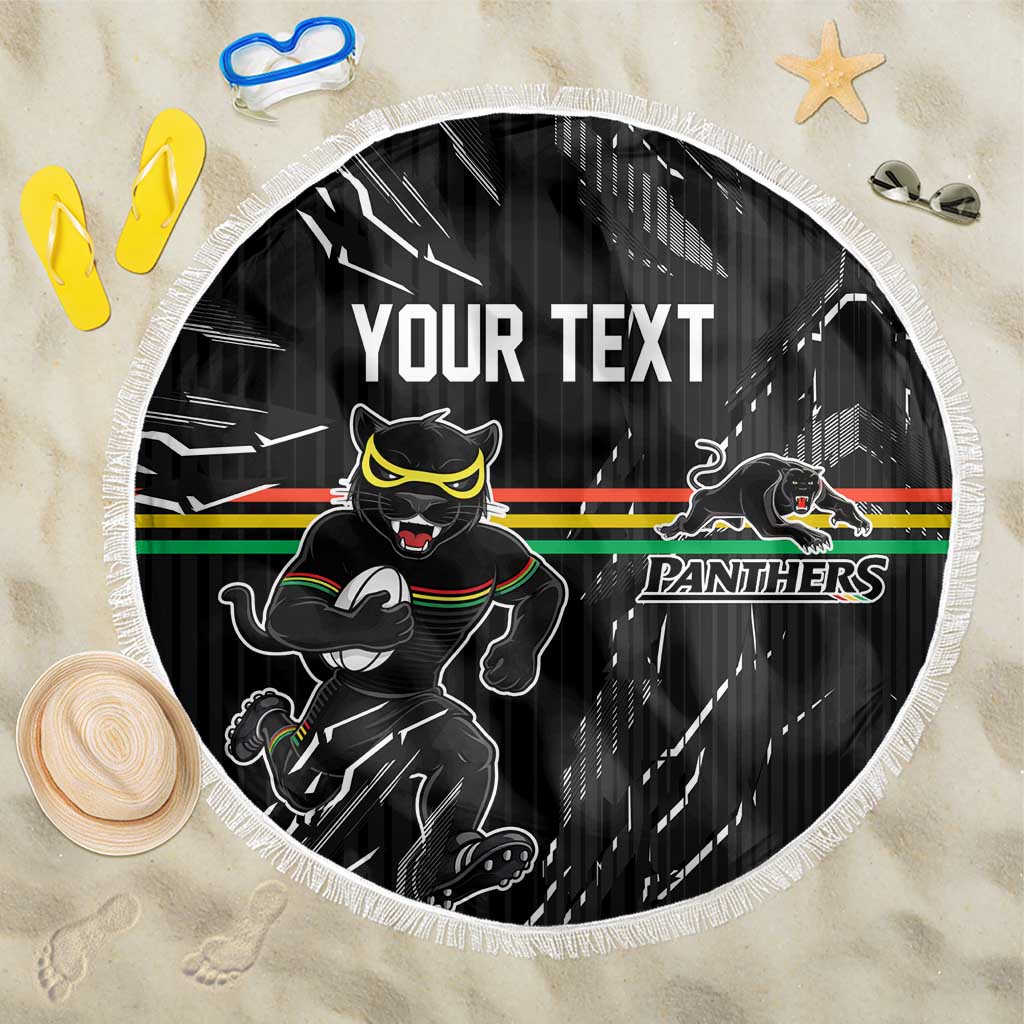 Personalized Penrith Panthers Beach Blanket Dynamic Lightning Mascot Rugby Australia