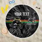 Personalized Penrith Panthers Beach Blanket Dynamic Lightning Mascot Rugby Australia