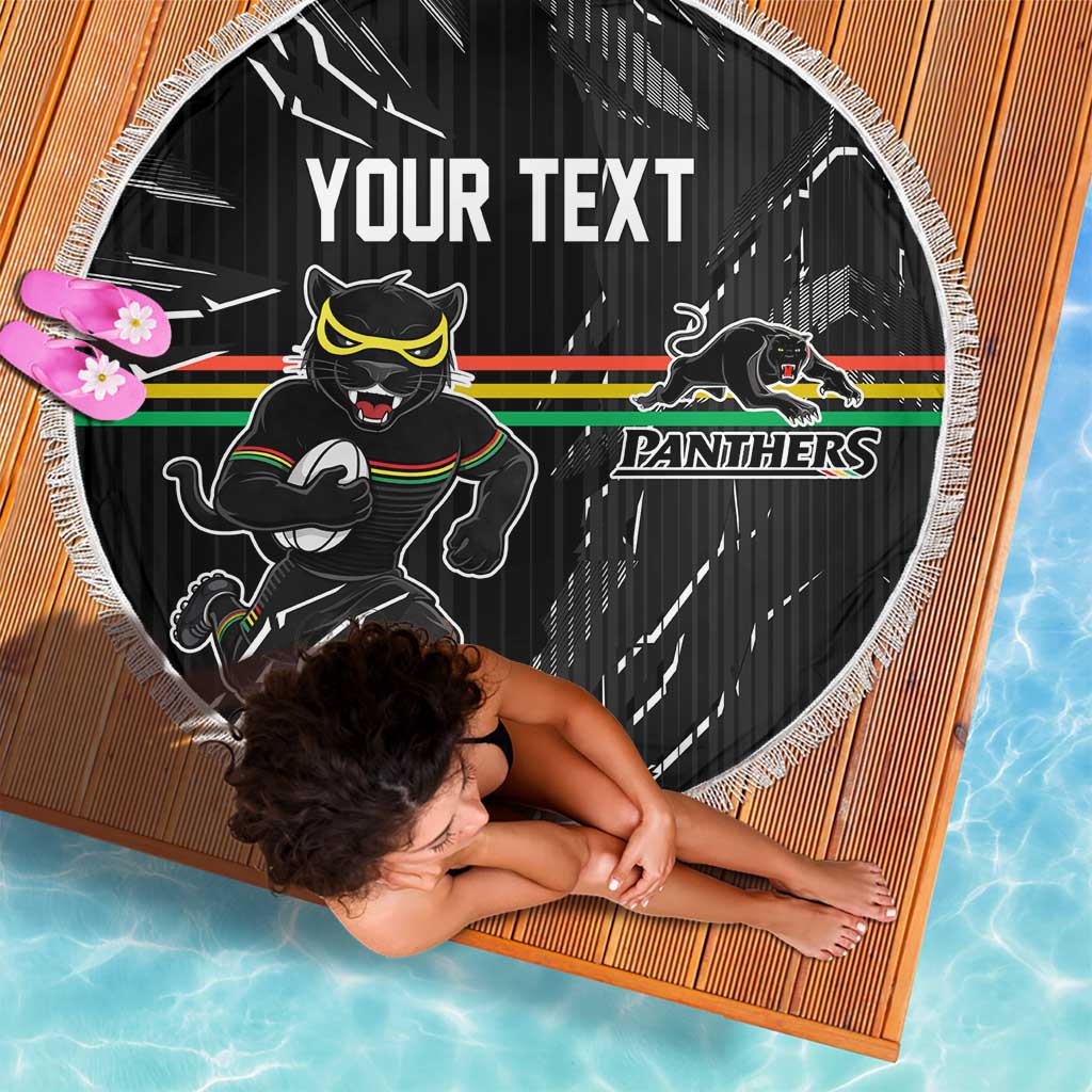 Personalized Penrith Panthers Beach Blanket Dynamic Lightning Mascot Rugby Australia