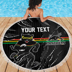 Personalized Penrith Panthers Beach Blanket Dynamic Lightning Mascot Rugby Australia