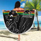 Personalized Penrith Panthers Beach Blanket Dynamic Lightning Mascot Rugby Australia