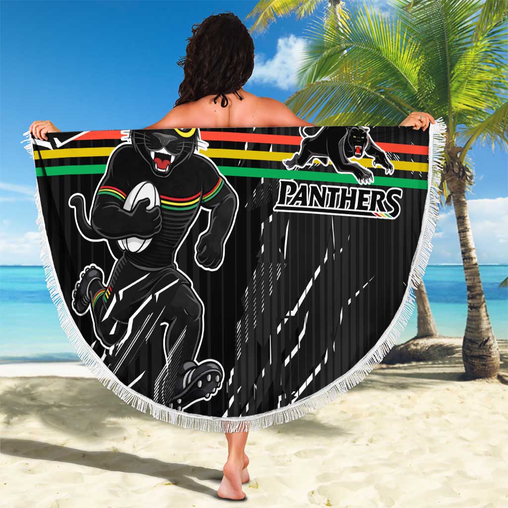 Personalized Penrith Panthers Beach Blanket Dynamic Lightning Mascot Rugby Australia