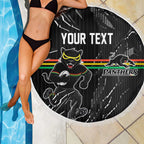 Personalized Penrith Panthers Beach Blanket Dynamic Lightning Mascot Rugby Australia