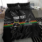 Personalized Penrith Panthers Bedding Set Dynamic Lightning Mascot Rugby Australia