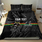 Personalized Penrith Panthers Bedding Set Dynamic Lightning Mascot Rugby Australia