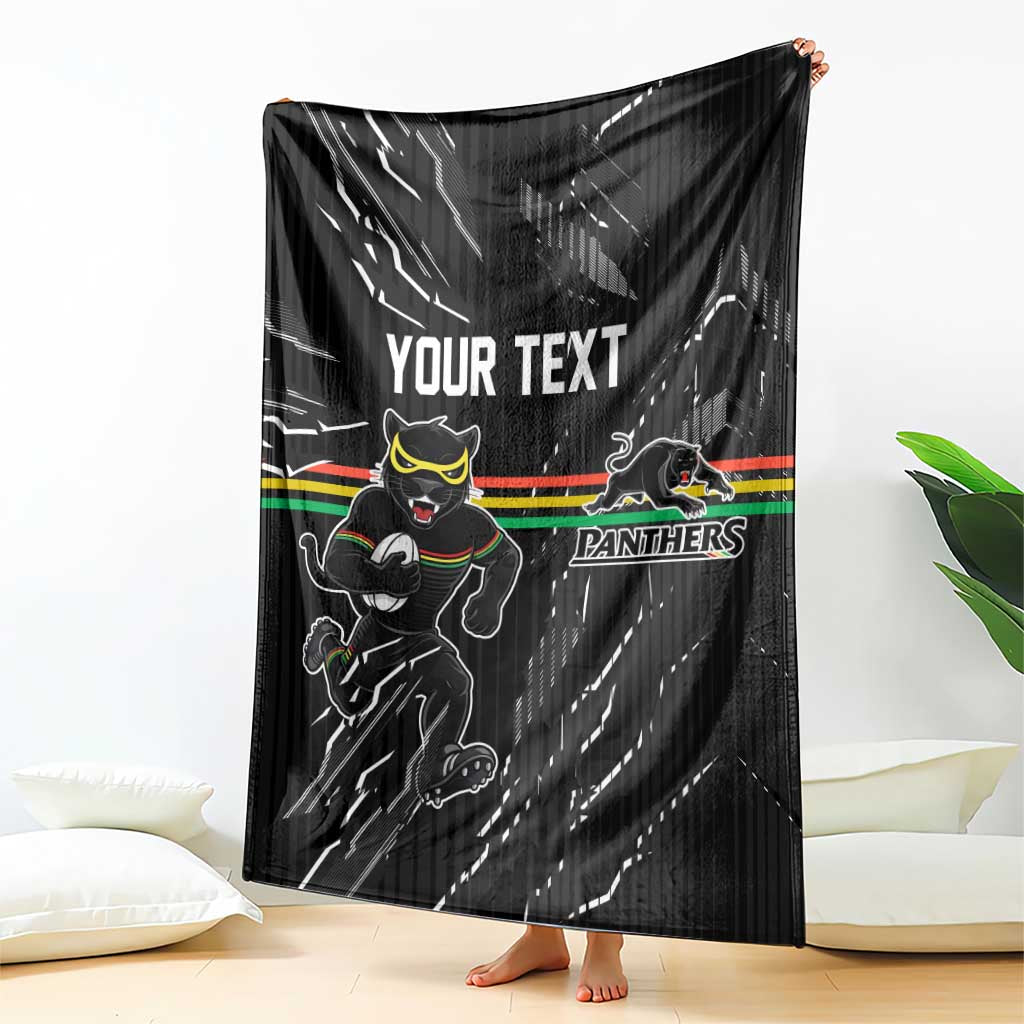 Personalized Penrith Panthers Blanket Dynamic Lightning Mascot Rugby Australia