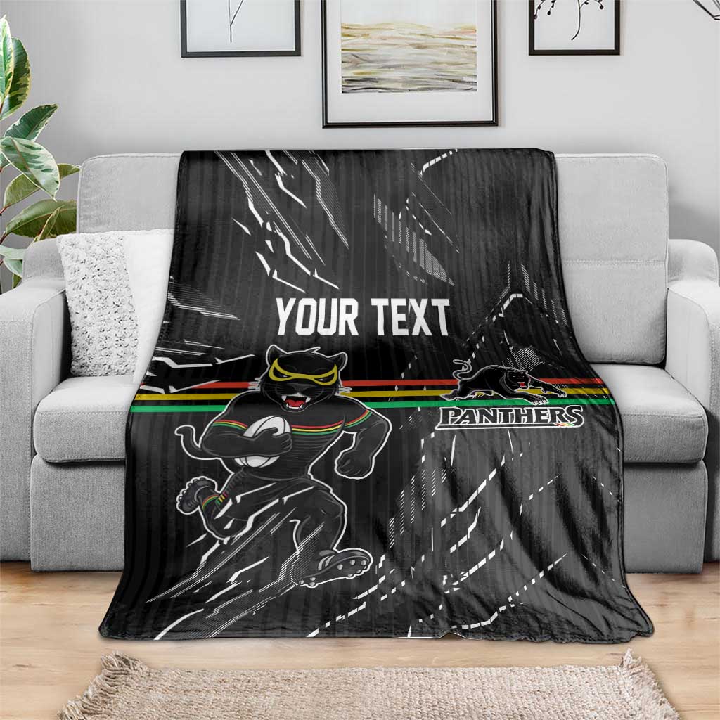 Personalized Penrith Panthers Blanket Dynamic Lightning Mascot Rugby Australia