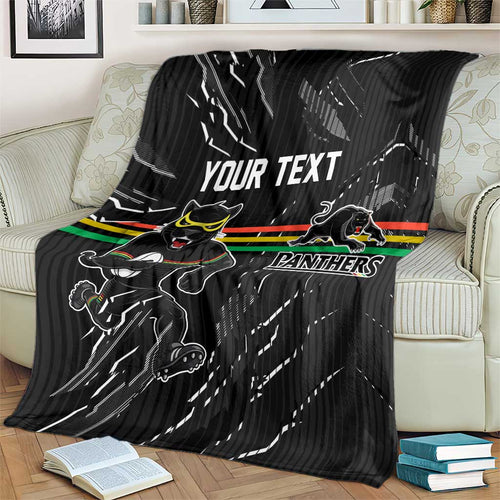 Personalized Penrith Panthers Blanket Dynamic Lightning Mascot Rugby Australia