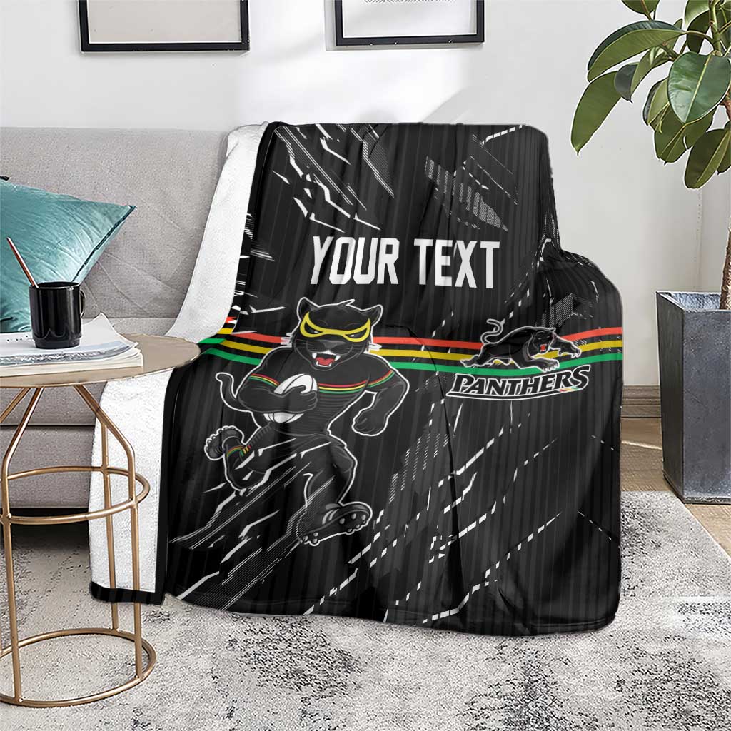 Personalized Penrith Panthers Blanket Dynamic Lightning Mascot Rugby Australia