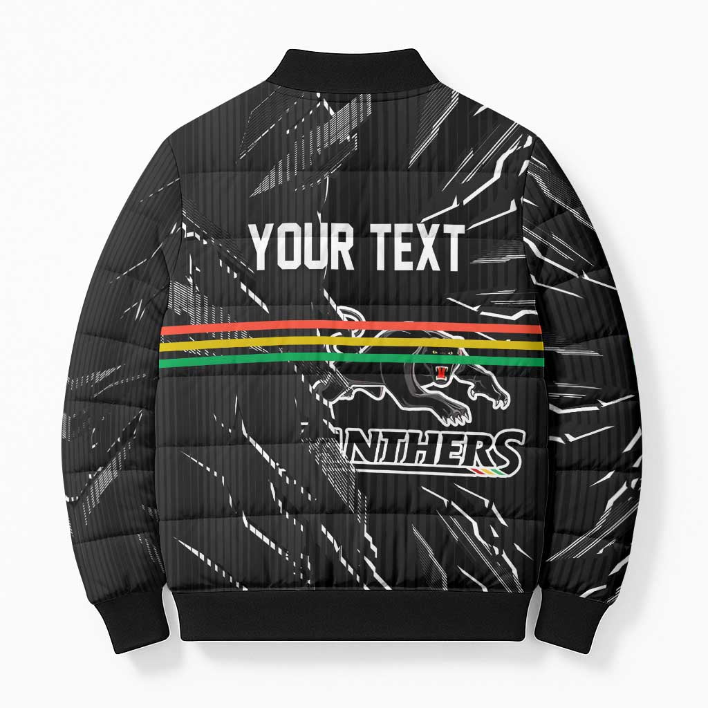 Personalized Penrith Panthers Bomber Puffer Jacket Dynamic Lightning Mascot Rugby Australia