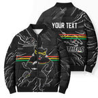 Personalized Penrith Panthers Bomber Puffer Jacket Dynamic Lightning Mascot Rugby Australia
