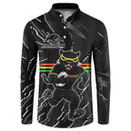 Personalized Penrith Panthers Button Sweatshirt Dynamic Lightning Mascot Rugby Australia