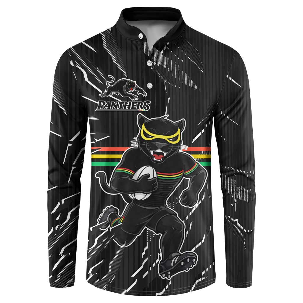 Personalized Penrith Panthers Button Sweatshirt Dynamic Lightning Mascot Rugby Australia