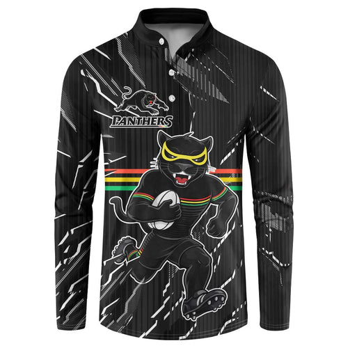 Personalized Penrith Panthers Button Sweatshirt Dynamic Lightning Mascot Rugby Australia