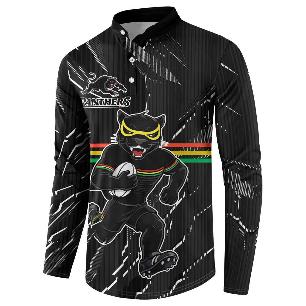 Personalized Penrith Panthers Button Sweatshirt Dynamic Lightning Mascot Rugby Australia