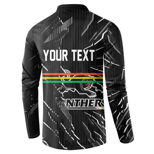 Personalized Penrith Panthers Button Sweatshirt Dynamic Lightning Mascot Rugby Australia