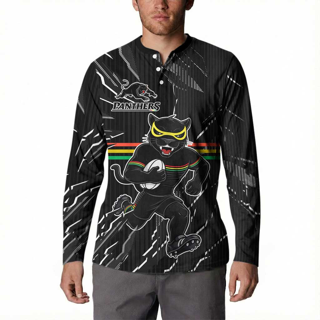 Personalized Penrith Panthers Button Sweatshirt Dynamic Lightning Mascot Rugby Australia