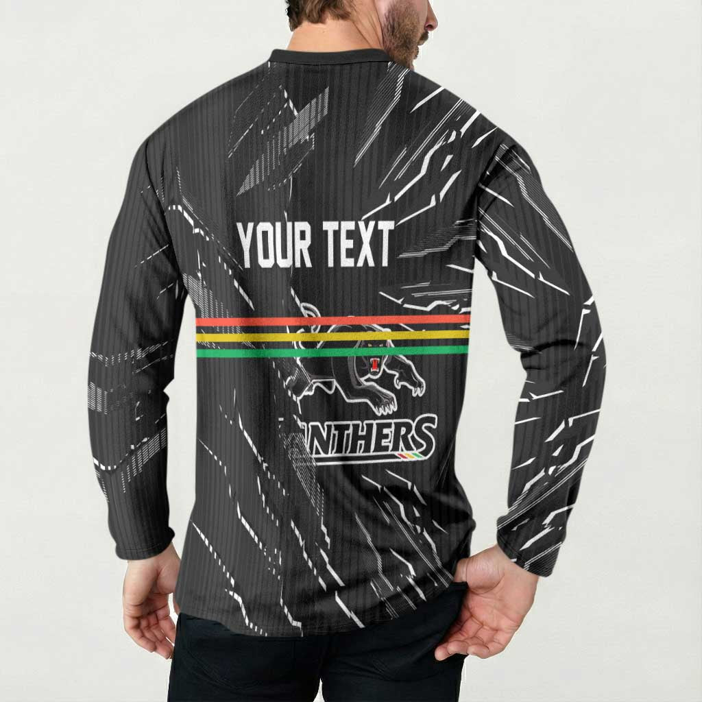 Personalized Penrith Panthers Button Sweatshirt Dynamic Lightning Mascot Rugby Australia