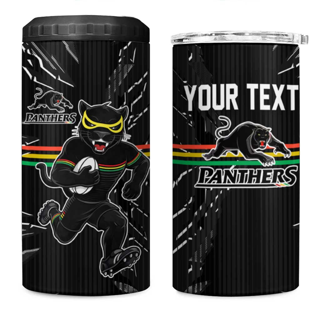 Personalized Penrith Panthers 4 in 1 Can Cooler Tumbler Dynamic Lightning Mascot Rugby Australia