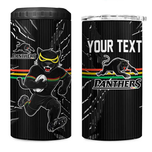 Personalized Penrith Panthers 4 in 1 Can Cooler Tumbler Dynamic Lightning Mascot Rugby Australia
