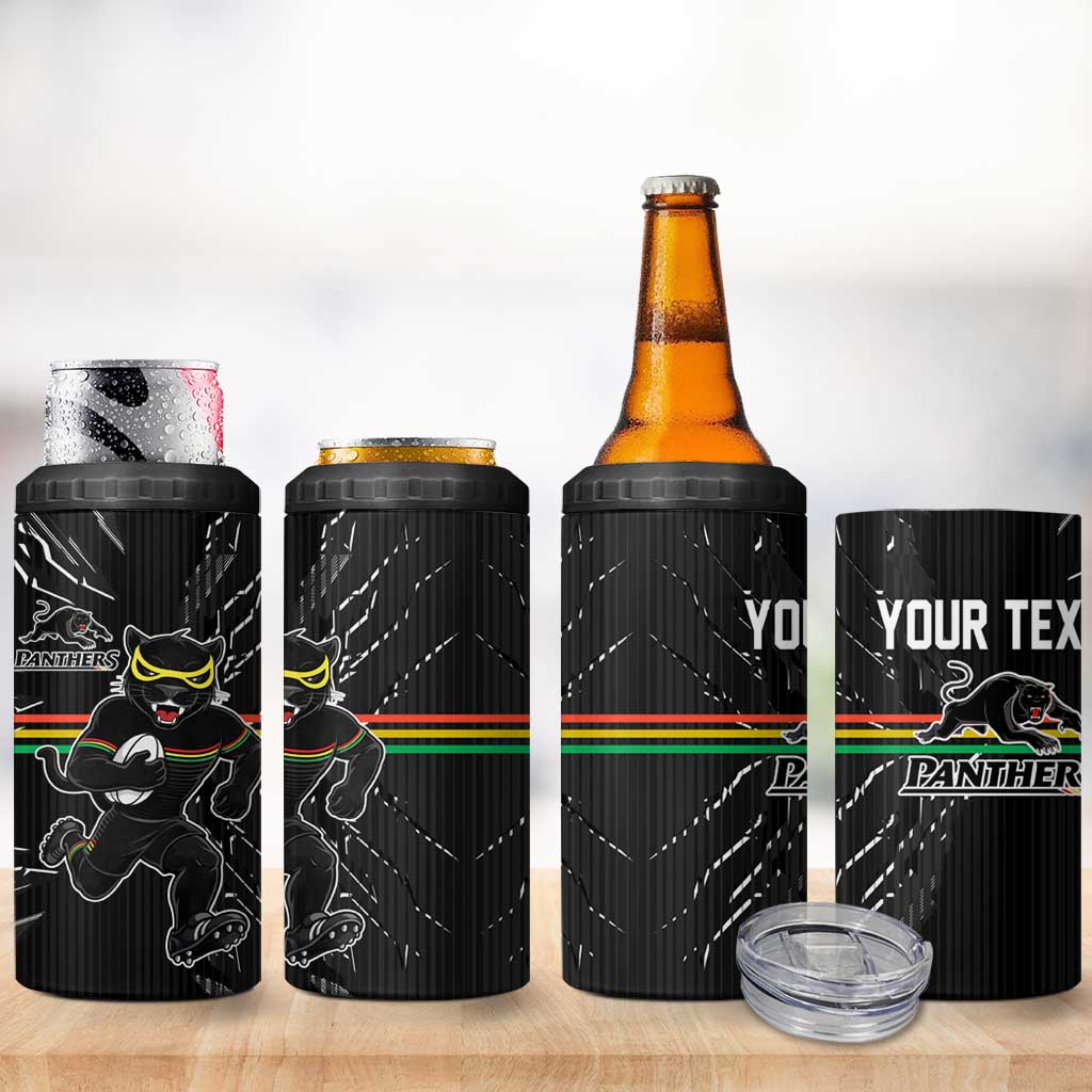 Personalized Penrith Panthers 4 in 1 Can Cooler Tumbler Dynamic Lightning Mascot Rugby Australia