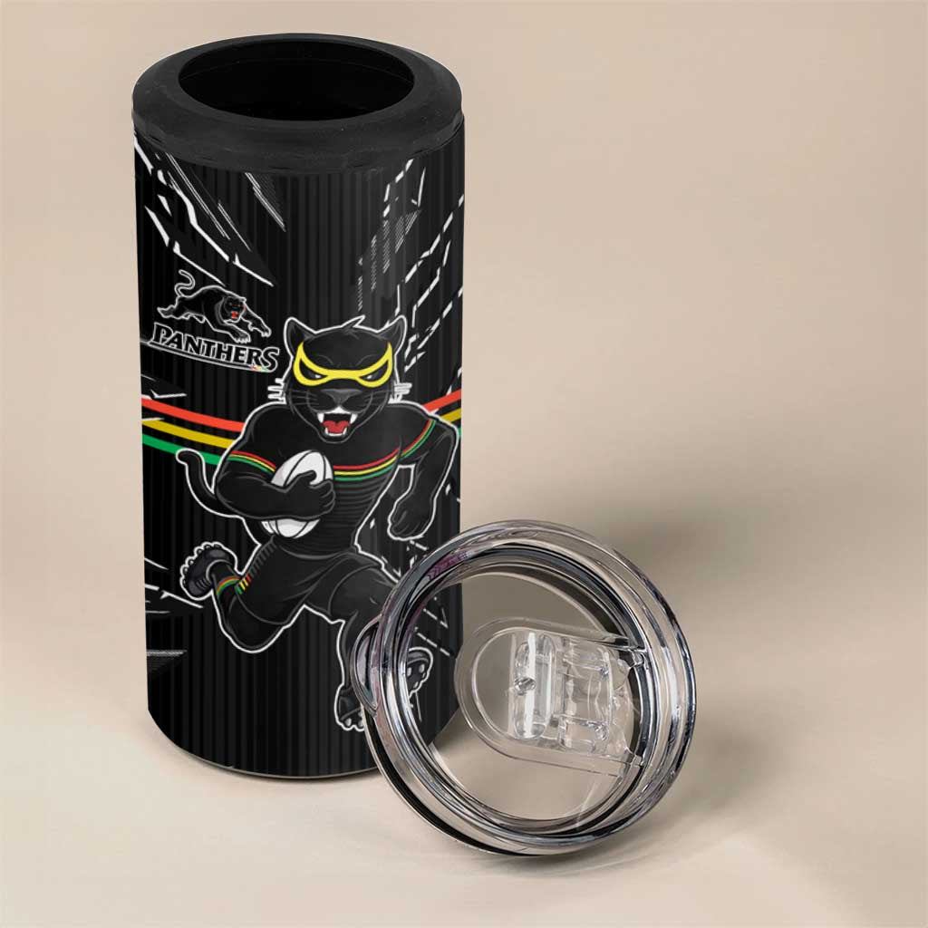 Personalized Penrith Panthers 4 in 1 Can Cooler Tumbler Dynamic Lightning Mascot Rugby Australia