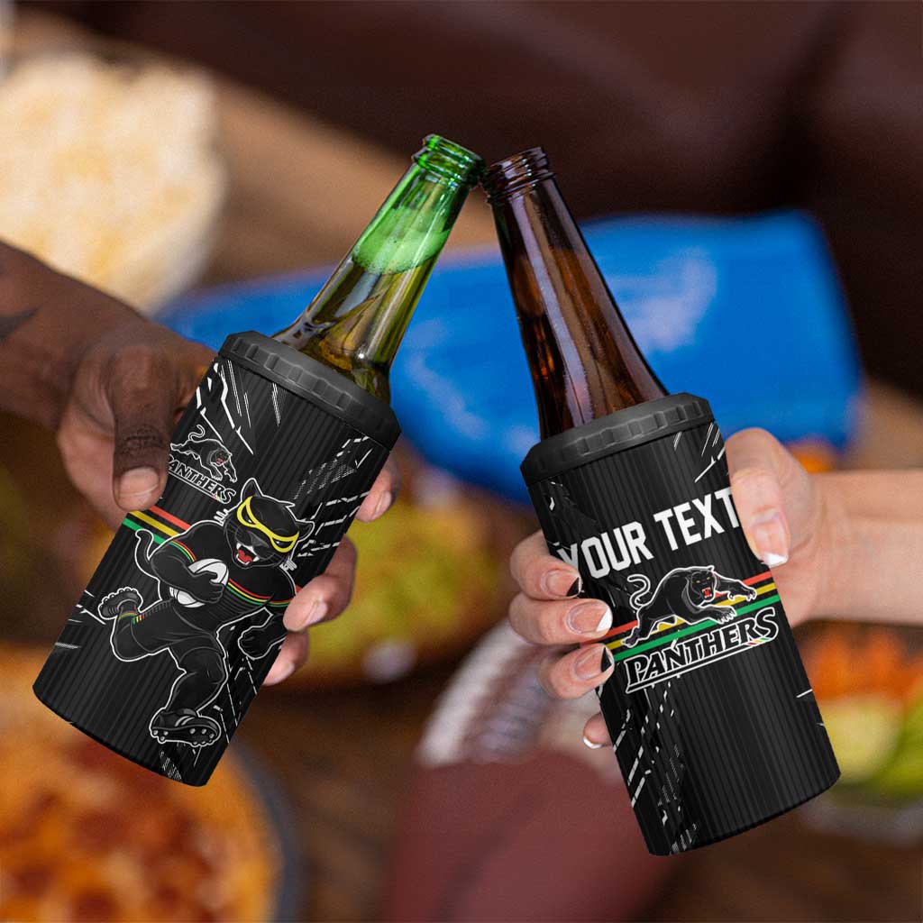 Personalized Penrith Panthers 4 in 1 Can Cooler Tumbler Dynamic Lightning Mascot Rugby Australia