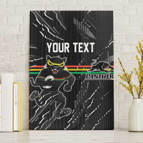 Personalized Penrith Panthers Canvas Wall Art Dynamic Lightning Mascot Rugby Australia