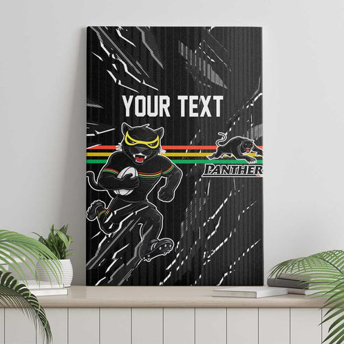Personalized Penrith Panthers Canvas Wall Art Dynamic Lightning Mascot Rugby Australia