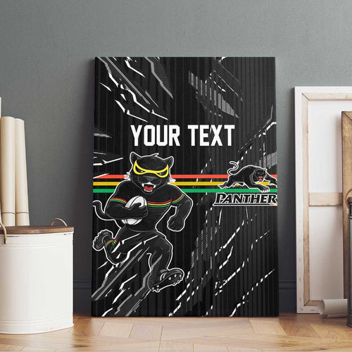 Personalized Penrith Panthers Canvas Wall Art Dynamic Lightning Mascot Rugby Australia