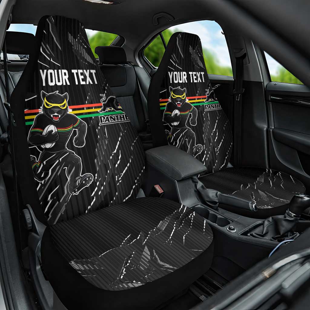 Personalized Penrith Panthers Car Seat Cover Dynamic Lightning Mascot Rugby Australia