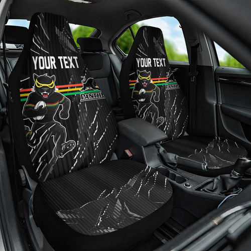Personalized Penrith Panthers Car Seat Cover Dynamic Lightning Mascot Rugby Australia